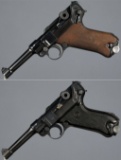 Two German Luger Semi-Automatic Pistols