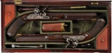 Cased Pair of Hewson Flintlock Dueling Pistols
