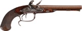 Engraved and Gold Inlaid Prosser Double Barrel Flintlock Pistol