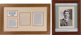 Framed Legendary Western Lawman Pat Garrett Letter and Portrait