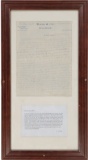Framed Letter from Pat Garrett to His Wife