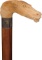 Relief Carved Horse Head Cane with Silver Band