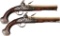 Pair of Silver Mounted Officer's Pistols by Wilson