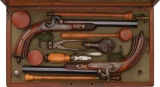 Cased Pair of Engraved Percussion Dueling/Target Pistols