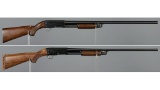 Two Ithaca Model 37 Featherlight Slide Action Shotguns