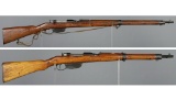 Two Austrian Steyr M.95 Straight Pull Bolt Action Rifles