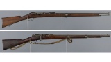 Two European Military Single Shot Bolt Action Rifles