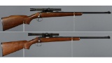 Two Colt Colteer 1-22 Bolt Action Rifles with Scopes