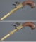 Pair of Engraved Bieley Marked Brass Boxlock Flintlock Pistols