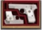 Two Colt Pistols with Pearl Grips and Case