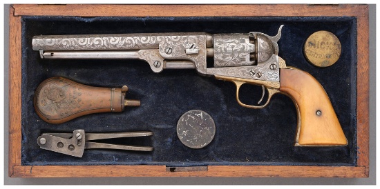 Engraved Civil War Era Colt Model 1851 Navy Percussion Revolver