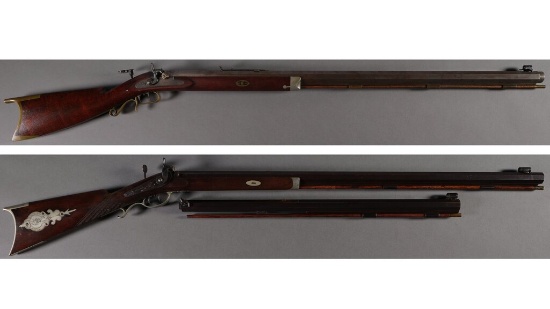 Two American Percussion Half-Stock Rifles