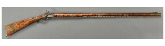Engraved and Inlaid E.L. Pancost Percussion American Long Rifle
