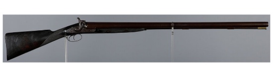Engraved English Percussion Double Barrel Percussion Shotgun