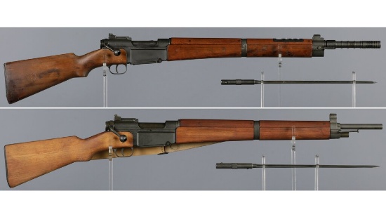 Two French Military MAS Mle 1936 Pattern Rifles with Bayonets