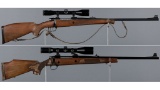 Two European Bolt Action Sporting Rifles with Scopes