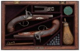 Cased Pair of Engraved Derringer Type Percussion Pocket Pistols