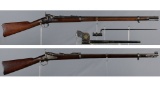 Two U.S. Springfield Trapdoor Rifles with Bayonets