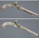 Pair of Engraved Murdoch Marked Flintlock Highland Pistols