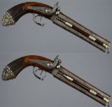 Ornate Pair of Italian Over/Under Percussion Pistols