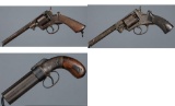Three Antique Double Action Percussion Handguns