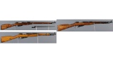 Three Soviet Mosin-Nagant Bolt Action Rifles