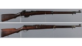 Two Canadian Military Ross Straight Pull Bolt Action Rifles
