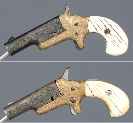 Engraved Pair of Colt No. 3 Derringer Pistols with Case
