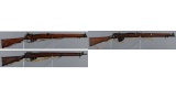 Three Short Magazine Lee-Enfield Bolt Action Military Long Guns