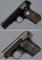Two Colt Hammerless Semi-Automatic Pistols