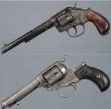 Two Engraved Colt Double Action Revolvers