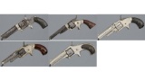 Five Antique American Spur Trigger Revolvers