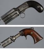 Two Antique Multi-Shot Percussion Handguns