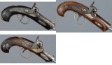 Three Engraved Percussion Pocket Pistols