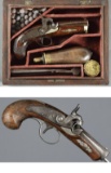 Two Engraved Deringer Percussion Pocket Pistols