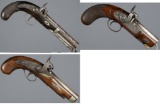 Three Antique Engraved Percussion Pistols