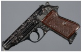 Engraved Walther PP Semi-Automatic Pistol