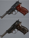 Two World War II German P.38 Semi-Automatic Pistols
