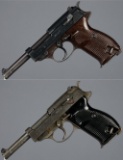 Two World War II German P.38 Semi-Automatic Pistols