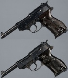 Two World War II Era German P.38 Semi-Automatic Pistols