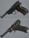 Two World War II German Military Semi-Automatic Pistols