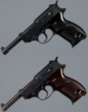 Two German P.38 Semi-Automatic Pistols with Holsters