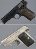 Two Colt Hammerless Semi-Automatic Pistols