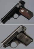 Two Colt Hammerless Semi-Automatic Pistols