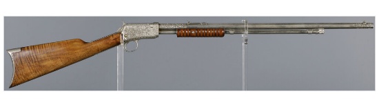 Game Scene Engraved Winchester Model 1890 Slide Action Rifle