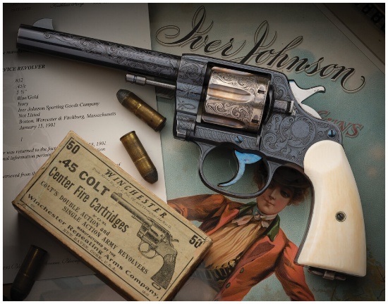Helfricht Factory Engraved Colt New Service Revolver