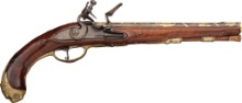 Gold Inlaid French Holster Flintlock Pistol by Gouvain