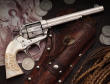 Silver Colt Bisley Single Action Army with Monogrammed Grip