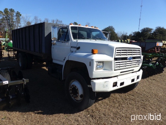 1992 FORD F-700 GRAIN TRUCK w/DUMP VIN#1FDXF70J4NVA16027 (ODOMETER SHOWS: 1