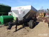 (LIKE NEW) ADAMS FERTILIZER SPREADER 16INCH CHAIN, ON TRAILER